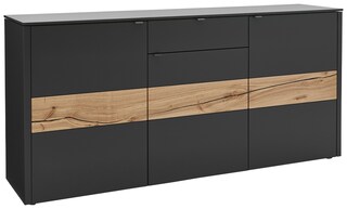 VENJAKOB Sideboard GAME 186x89x43 cm Lack anthrazit/Absetzung Balkeneiche