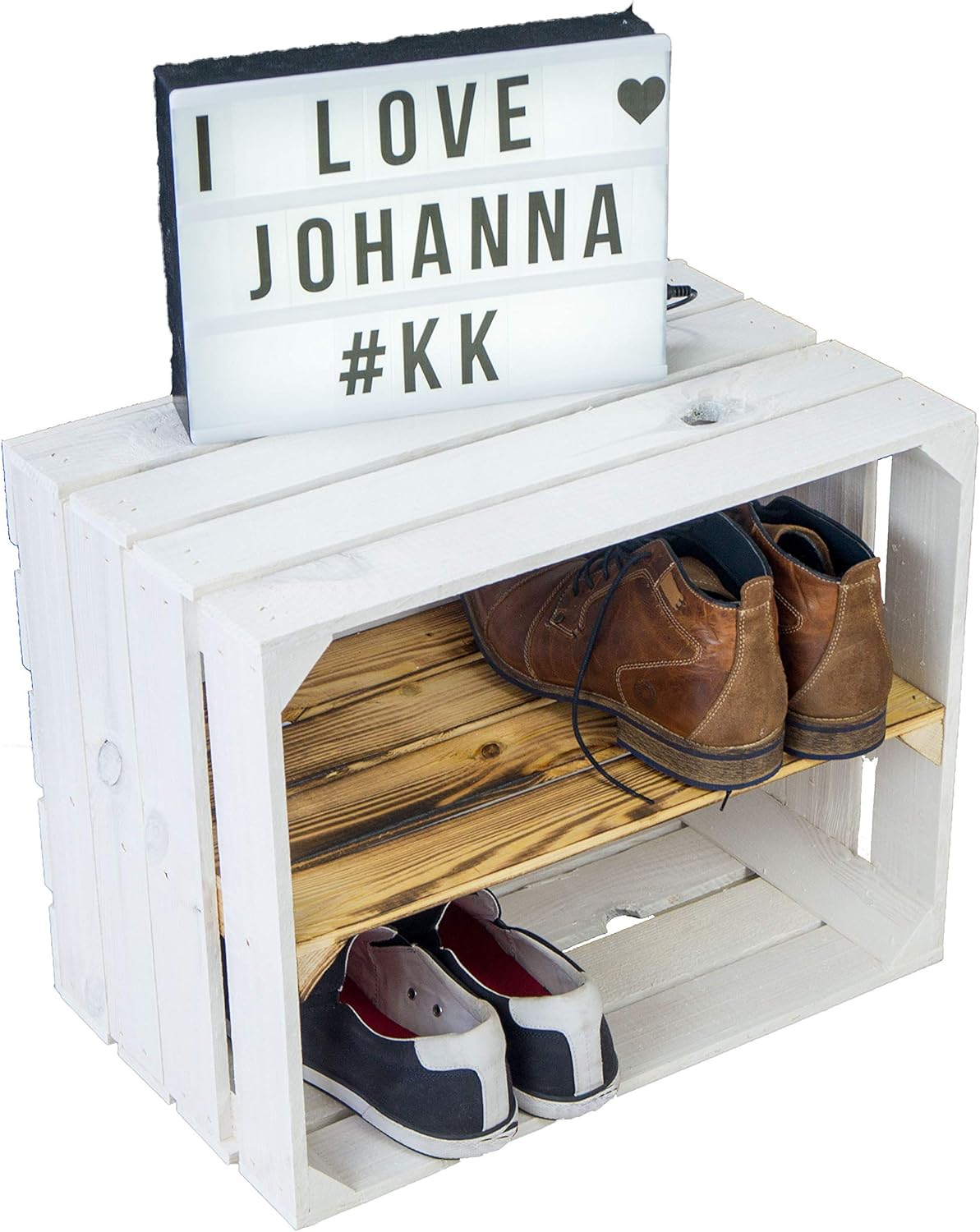 Kistenkolli Altes Land 6 x Johanna Weiss mit geflammter Einlage längs Schuh/-Bücherregal Gartendeko Weinregal, Weinkistenregal, Obstkisten, Weinkisten, Apfelkisten