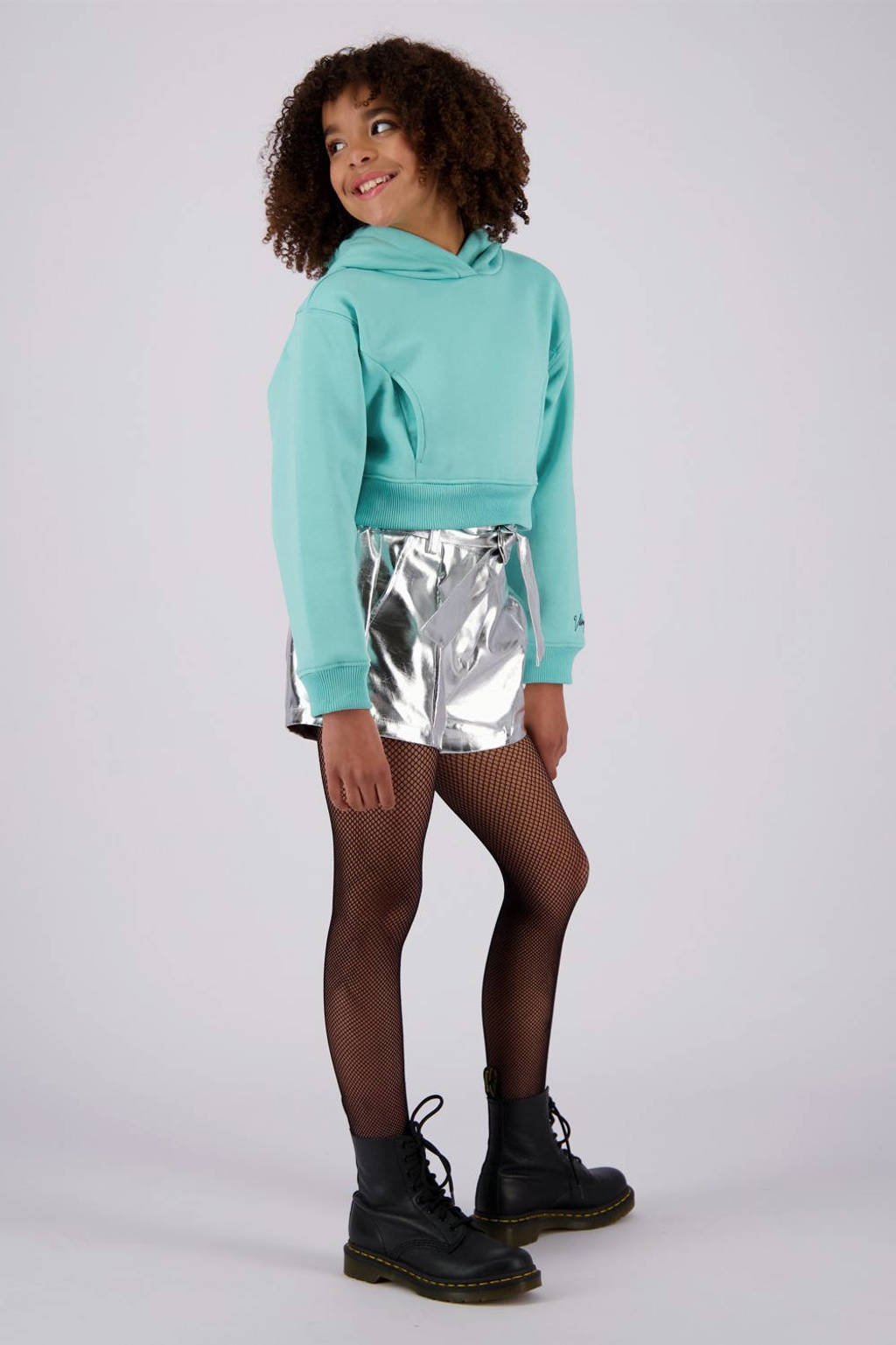 Vingino hoodie Nimmie met backprint licht turquoise