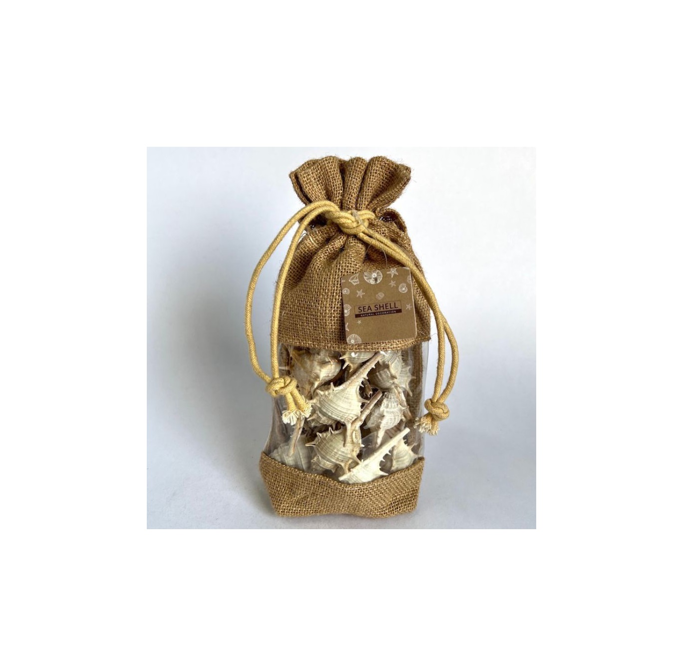 Muschelmix im Jutebeutel, H 24 cm, B 10 cm, L 7 cm von fischer's lagerhaus