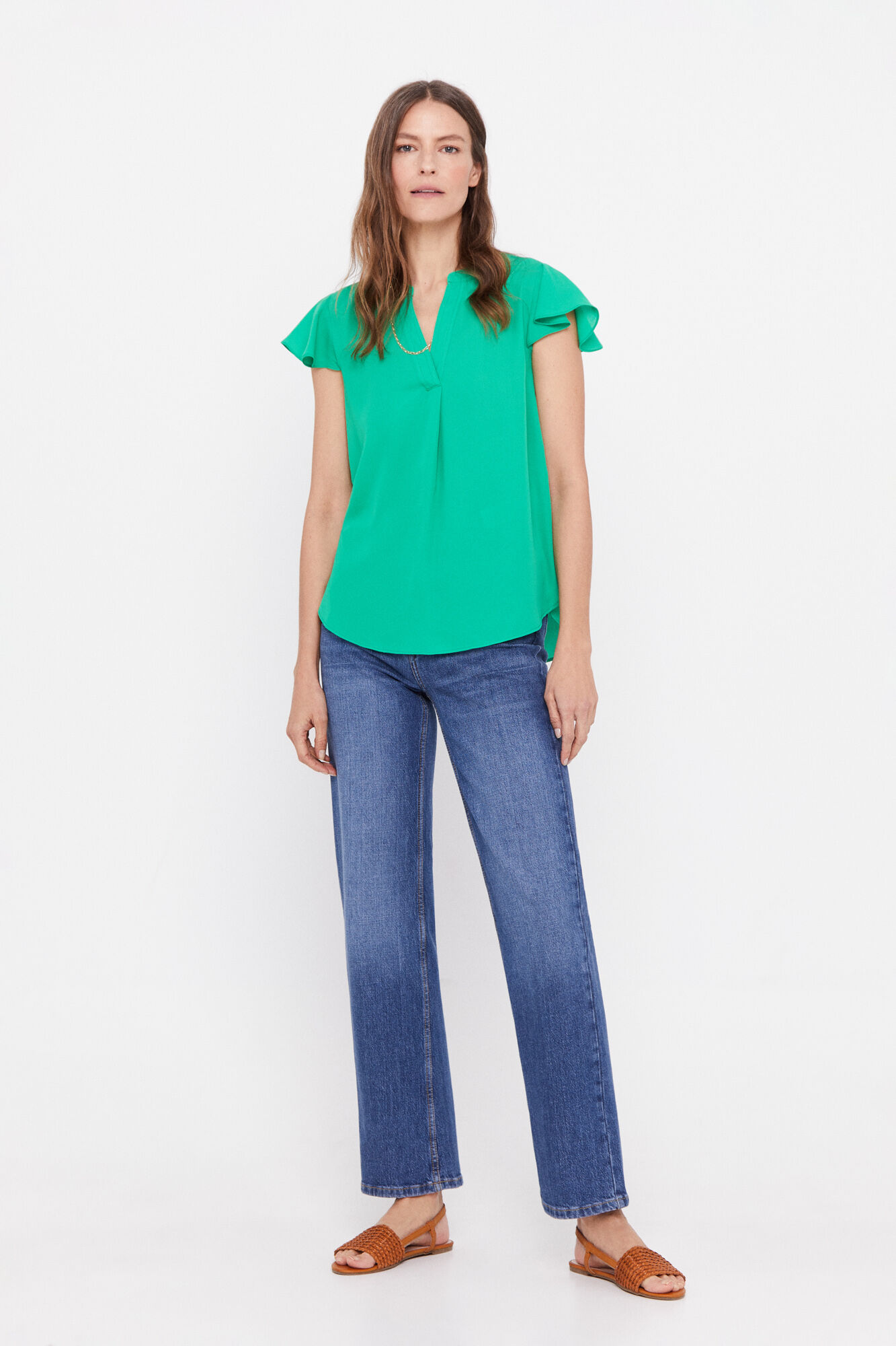 Blusa com mangas franzidas - Verde