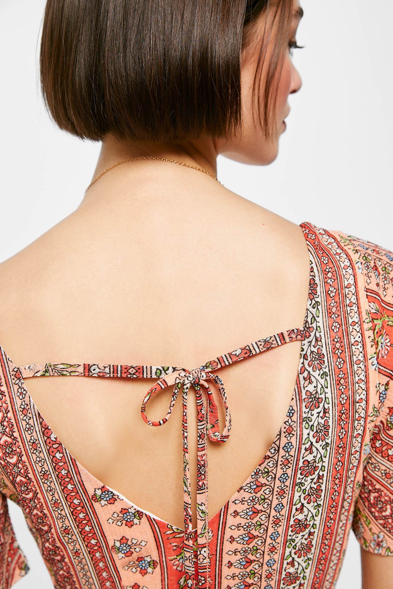 Vestido midi com detalhes nas bordas - Bordô