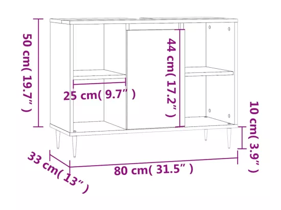 Armoire de salle de bain blanc brillant 80x33x60 cm