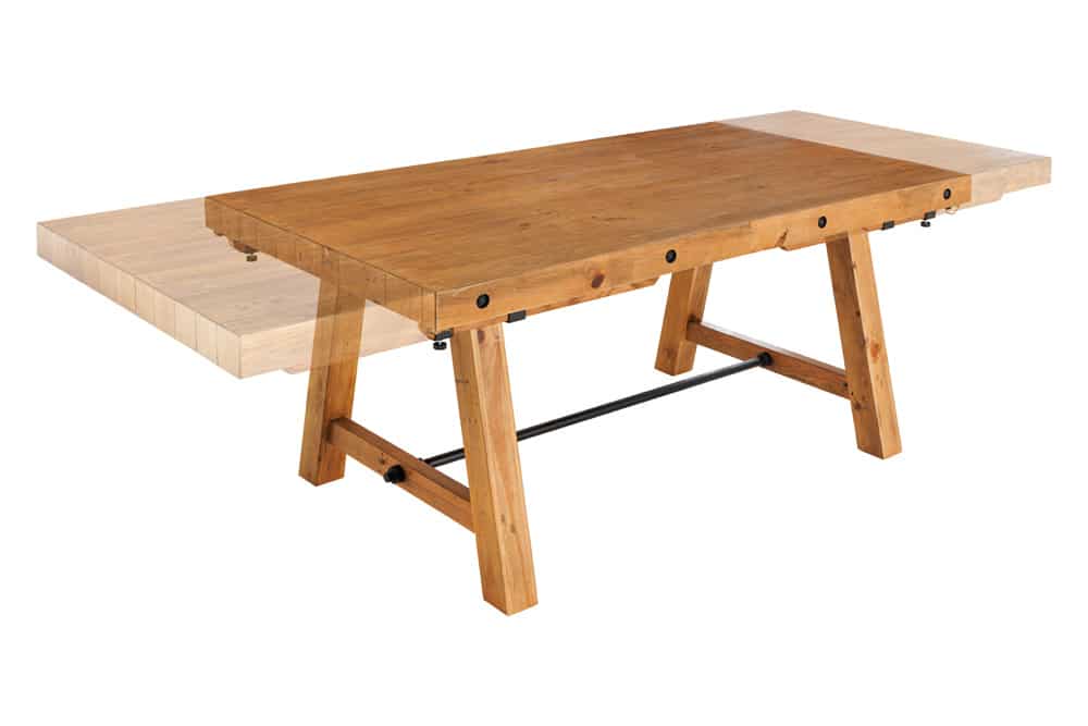 Massiver Esstisch FINCA 165-240cm vintage braun verlängerbar recyceltes Pinienholz