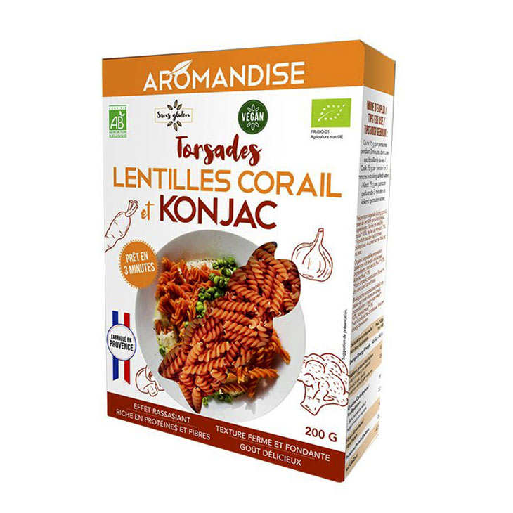 Torsades de Konjac bio et lentilles corail