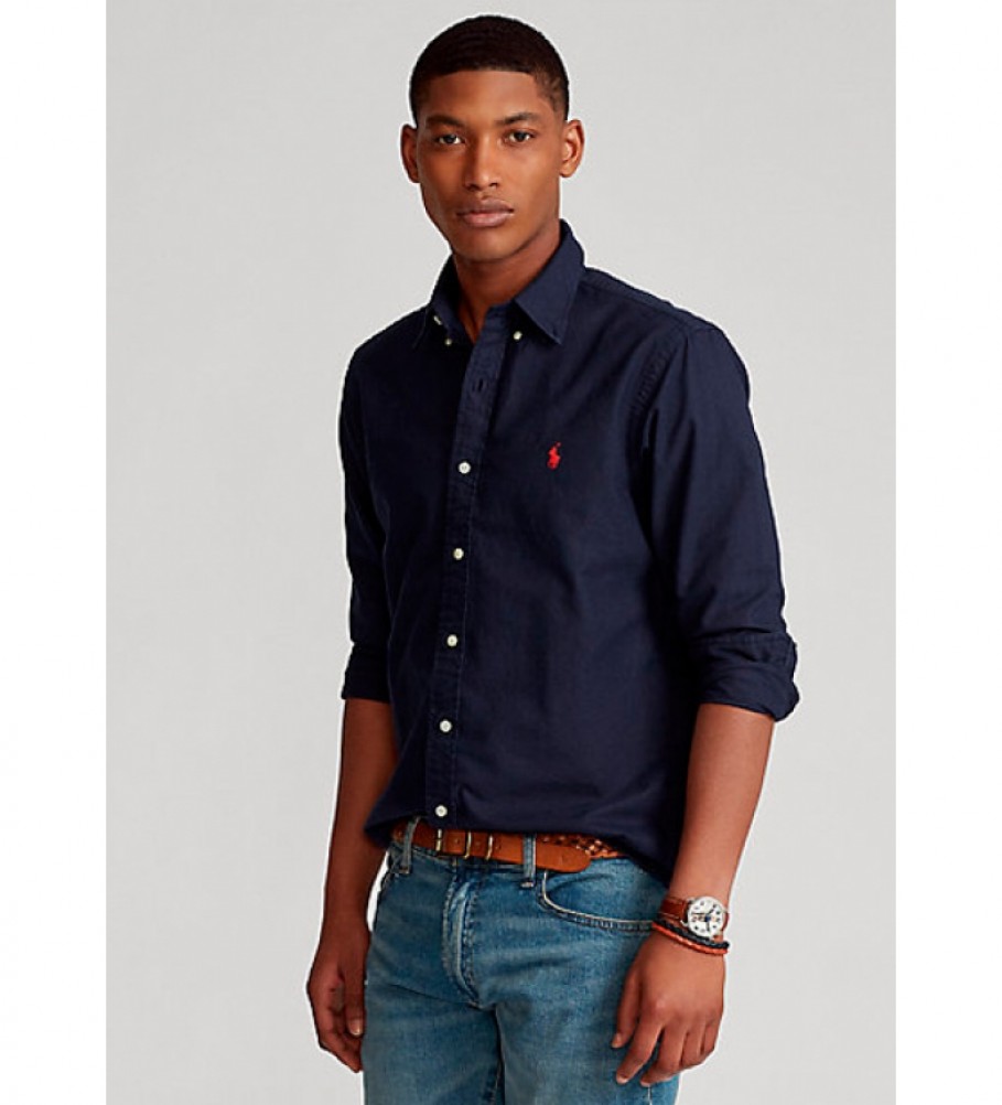 Camisa Oxford Ralph Lauren Azul Marinho com Corte Personalizado