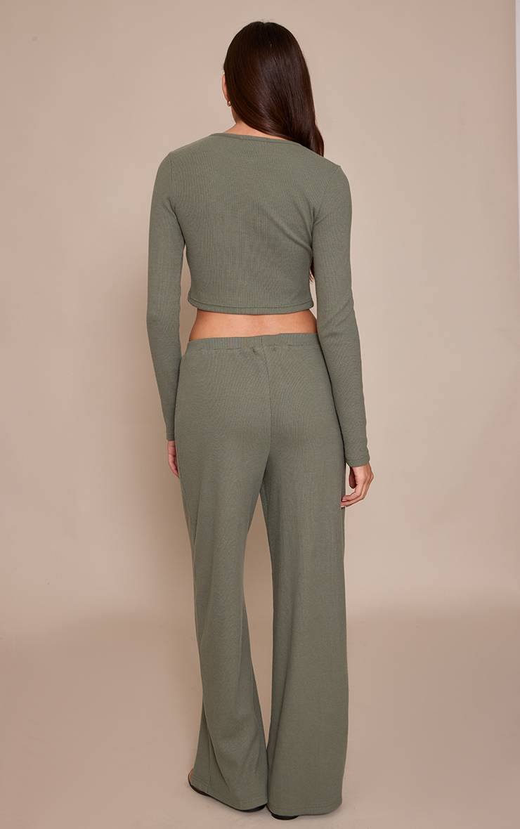 Sea Green Pantalon Large Côtelé Brossé