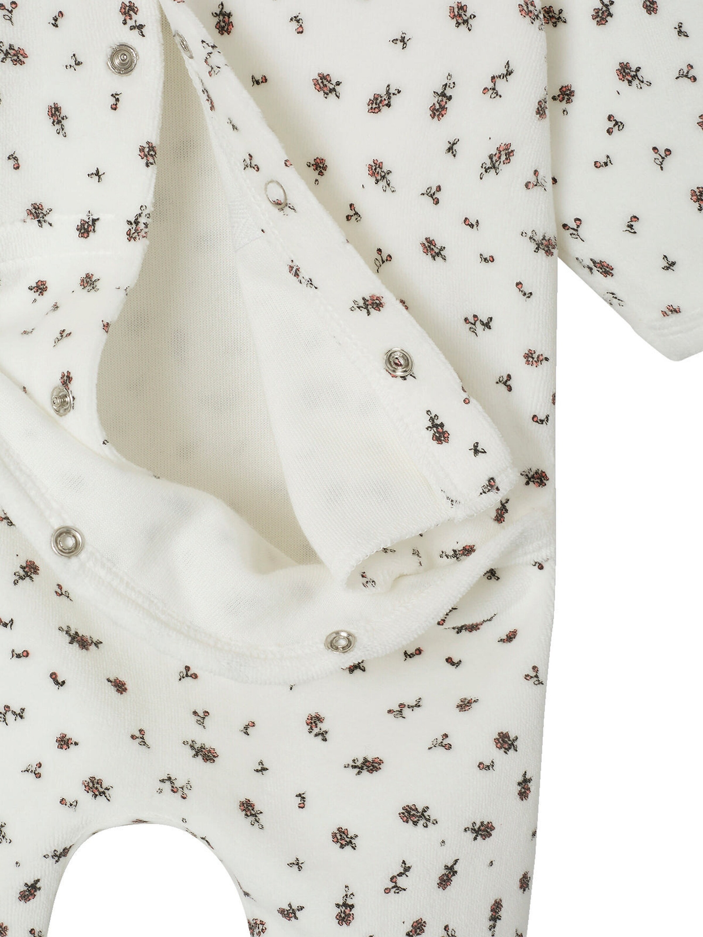 Vertbaudet 2er-Pack Baby Samt-Strampler mit Recycling-Polyester, Blumen und Kragen pfirsich