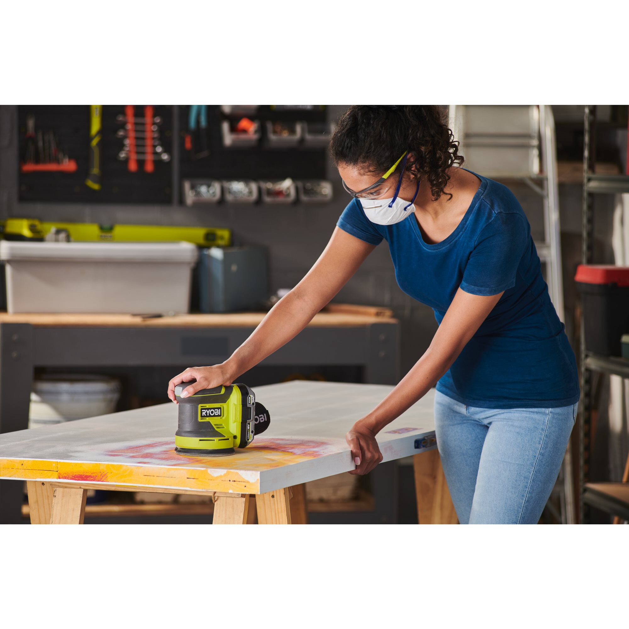 Ryobi Exzenterschleifer ONE+ Akku-Exzenterschleifer RROS18-0, 18Volt