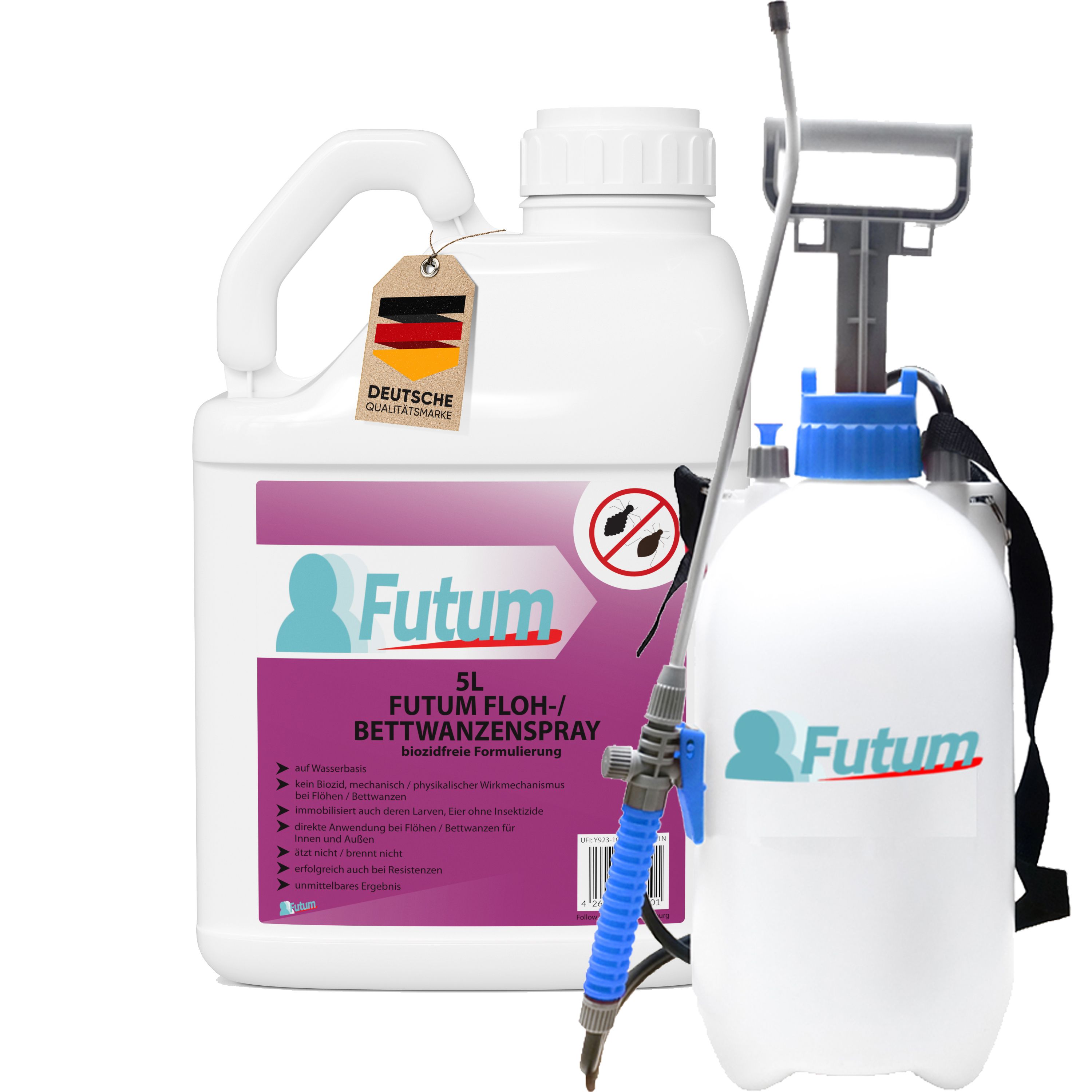 FUTUM 5L Bettwanzen- / Flohspray + 5L Sprüher