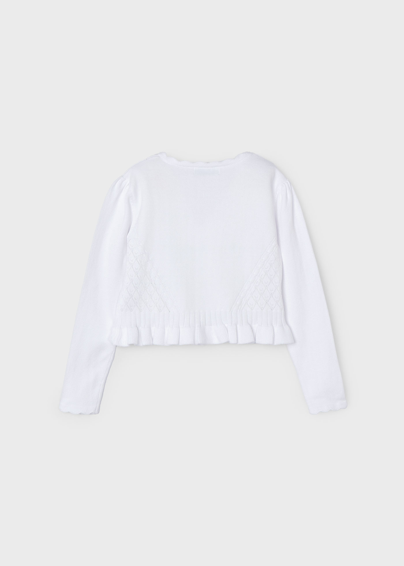 Casaquinho Better Cotton com detalhes vazados para meninas, branco