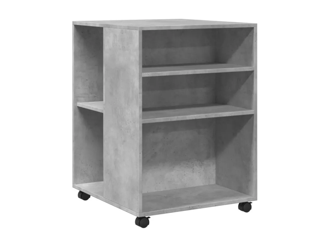 Table d'appoint avec roues gris béton bois d'ingénierie