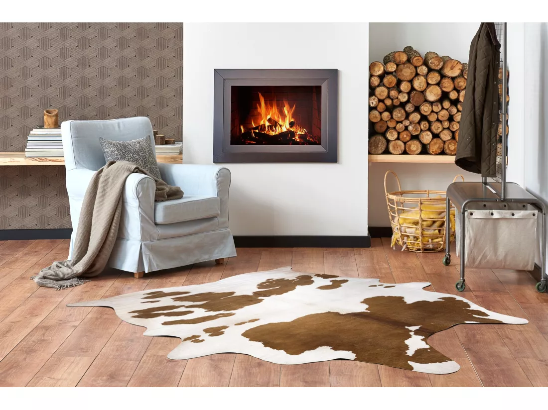 Tapis Imitation Peau de vache, Vache G5069-2, cuir marron 155x195 cm