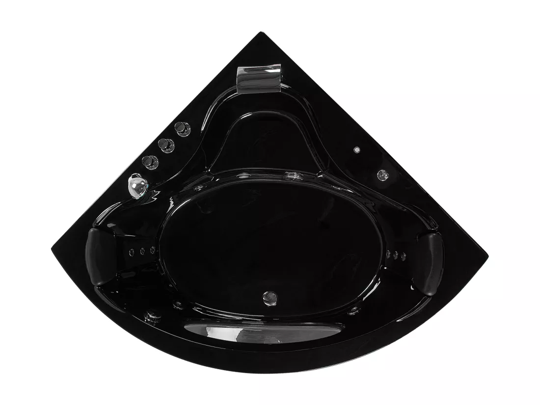 Baignoire d'angle noire 205 x 146 cm avec LED TOCOA