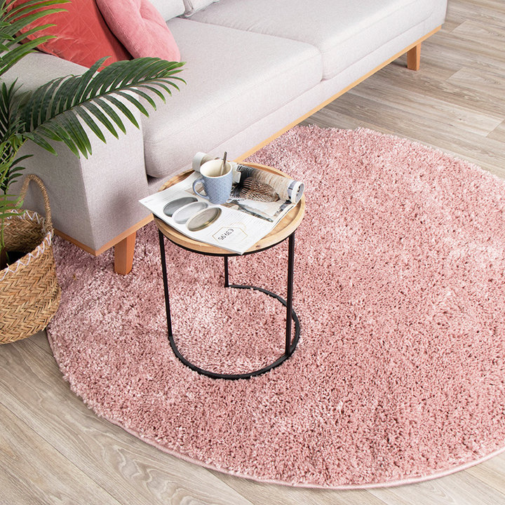 Rond hoogpolig vloerkleed - Lofty Roze| Haal kleur in huis!