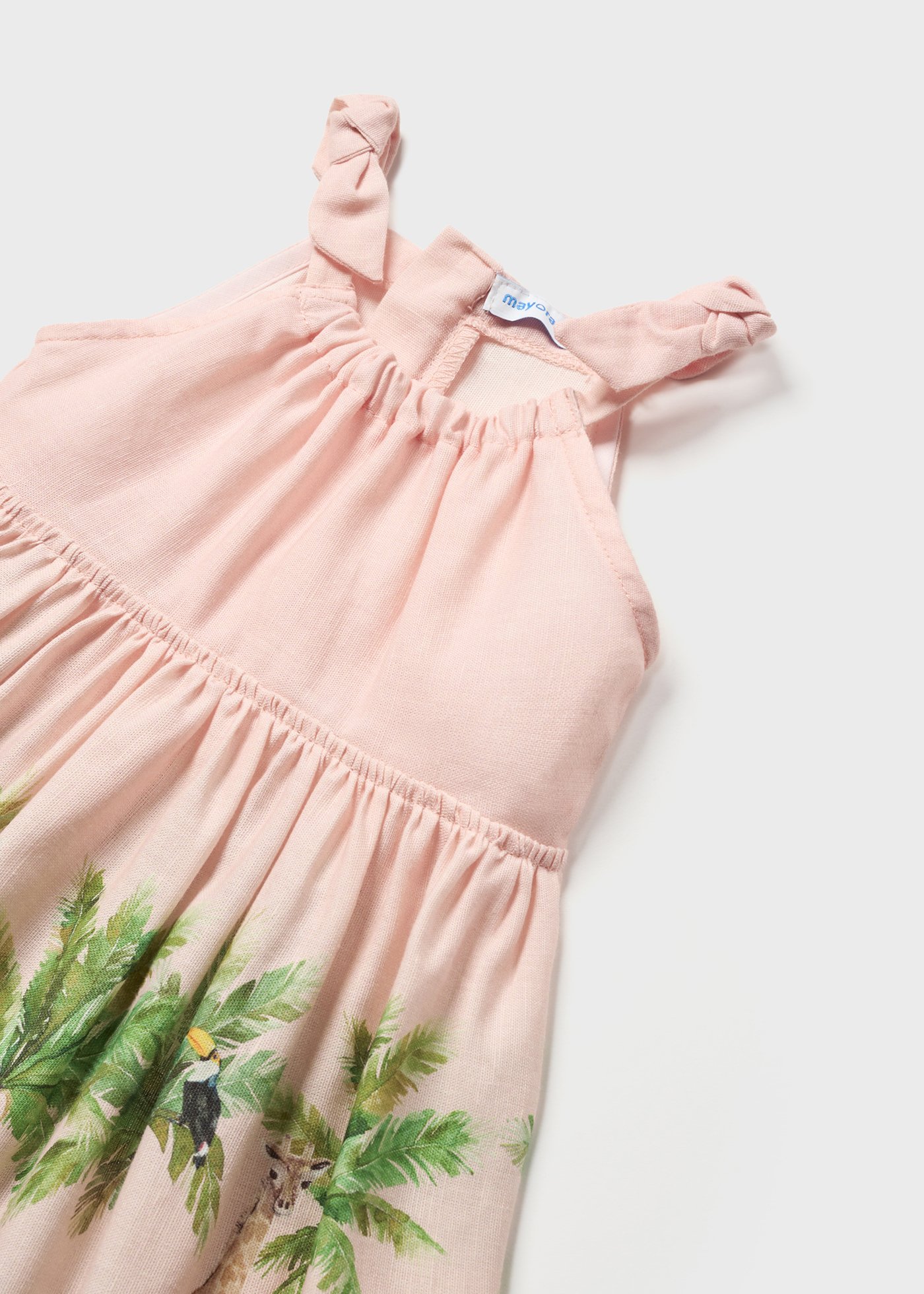 Vestido de saia estampada de linho para bebê