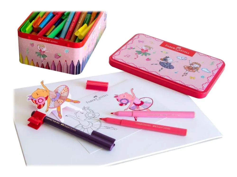 Faber-Castell Connector Ballerina tusser - med 33 stk. ass. farver i metalæske