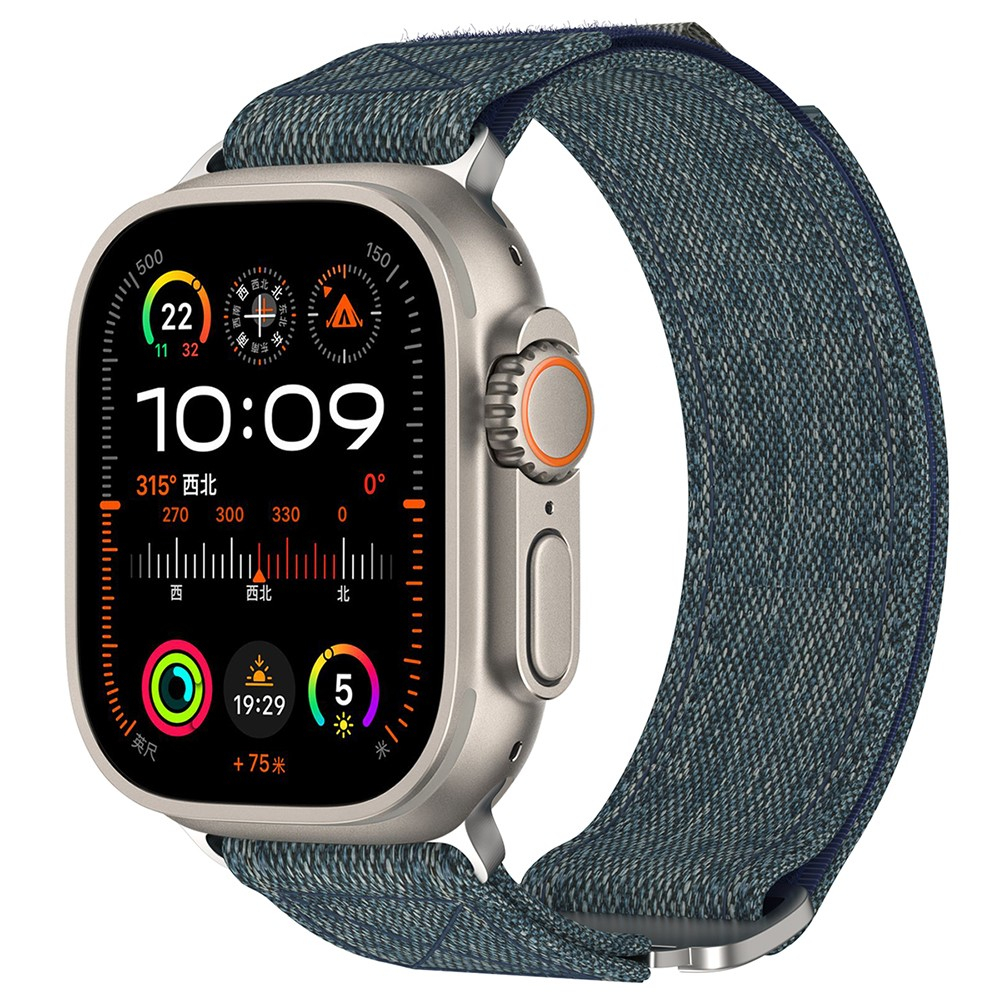 Apple Watch (42/41/40/38 mm) Nylon Armband mit Klettverschluss (Gelenkumfang: 130 - 210 mm) - Dunkelblau