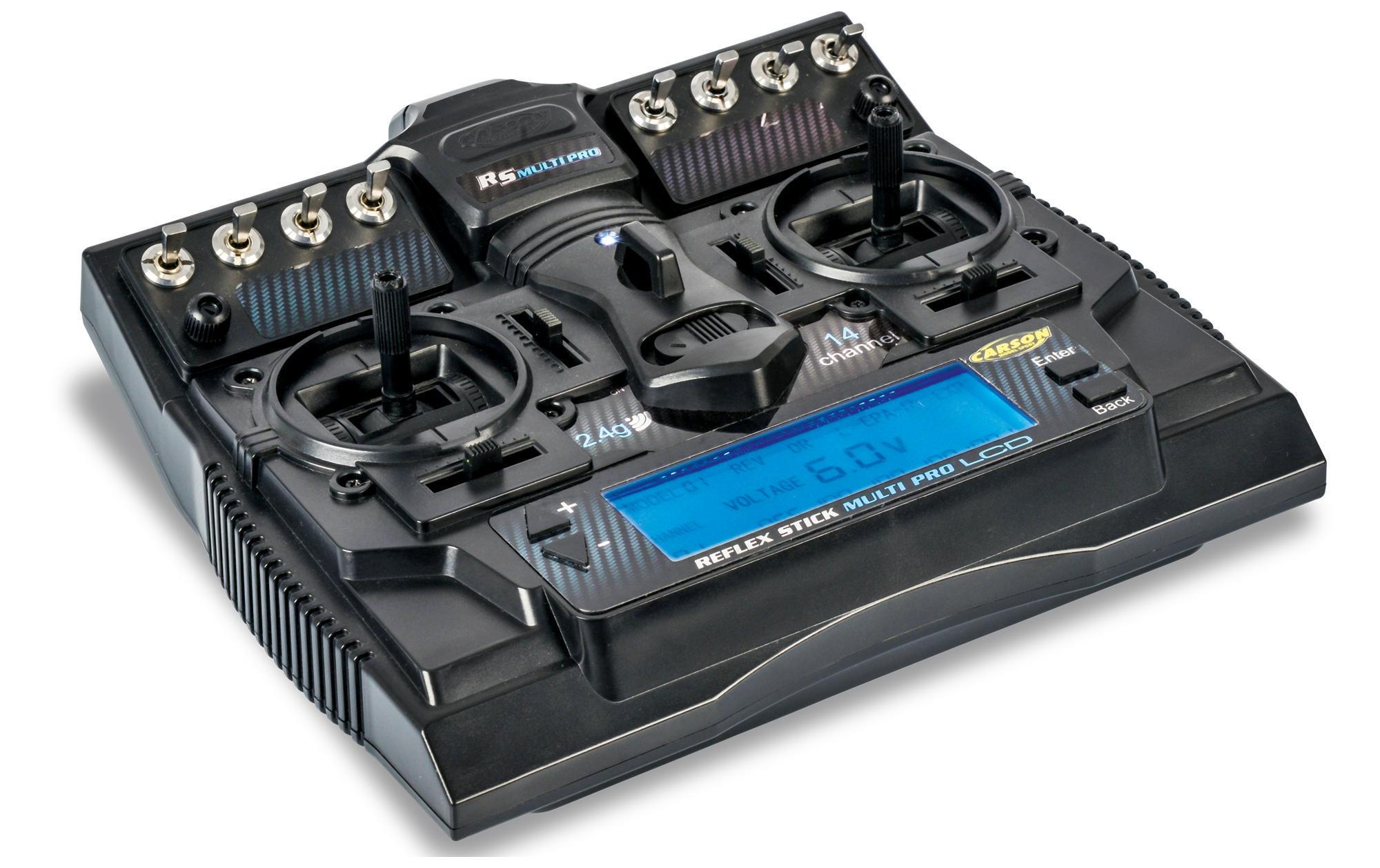 Fernsteuerung Reflex Stick Multi Pro LCD 14-Ch mit Empfänger<br>Professionelle 14-Kanal RC-Anlage für Funktionsmodelle und Lastwagen
