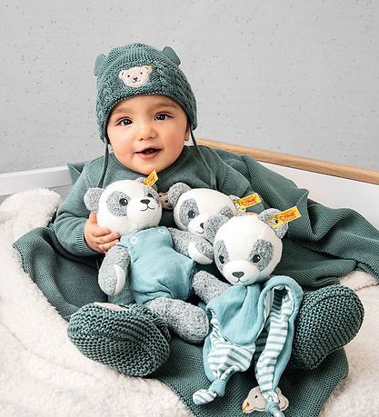 Steiff Bamse - Paco Panda - 28 cm - Grey/White/Petrol