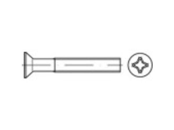 TOOLCRAFT 1066228 Undersænkede skruer M6 70 mm Krydskærv Philips DIN 965 Rustfrit stål A4 200 stk