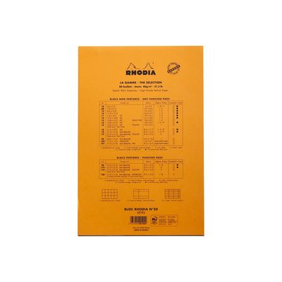 Rhodia Basics - Bloc notes - A4 - 160 pages - grands carreaux - 80g - orange