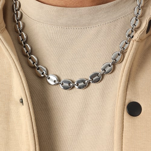 Collier Grain De Café 10mm Argenté