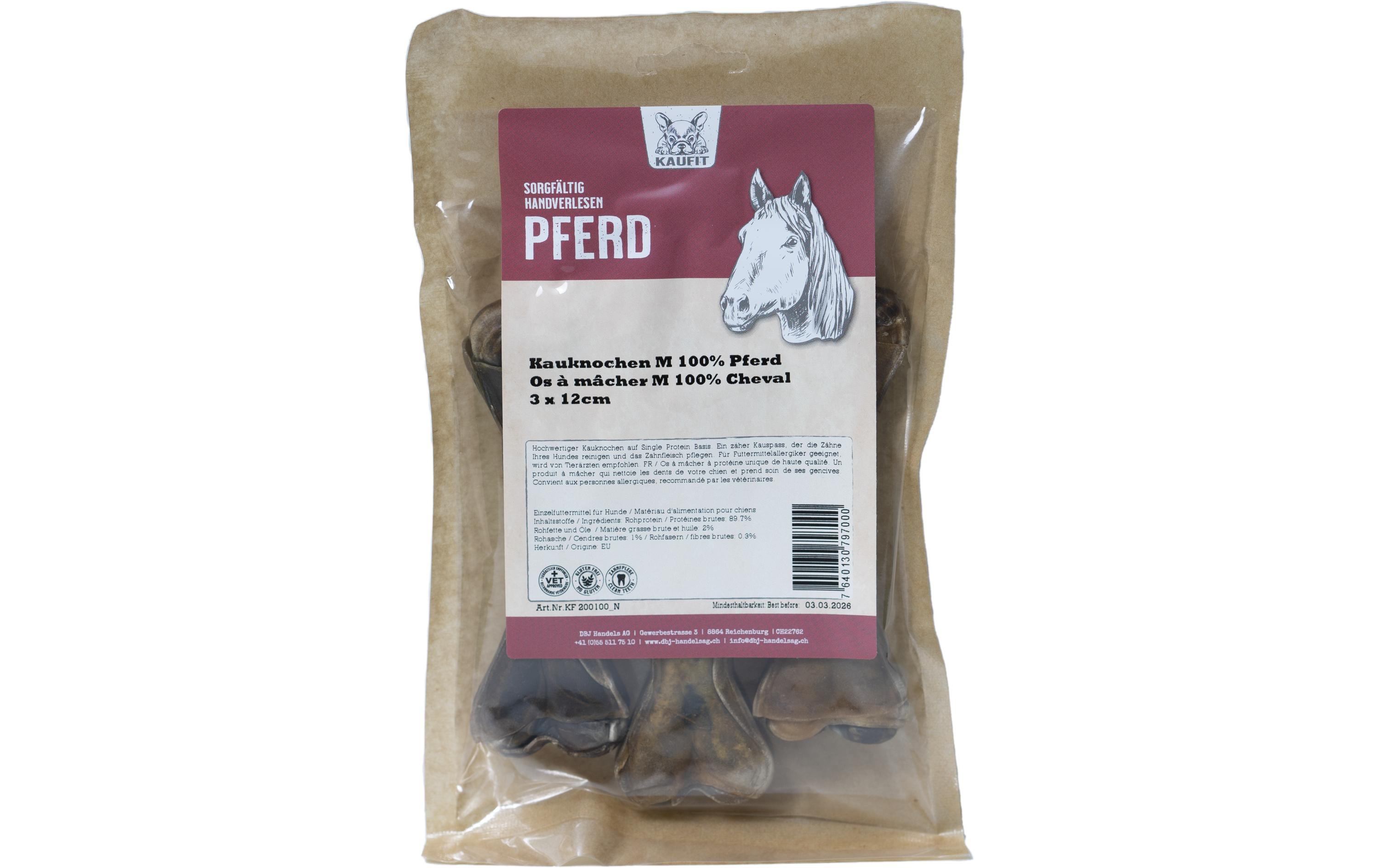 Kauknochen Pferd, 12 cm, 165 g, 3 StückKausnack