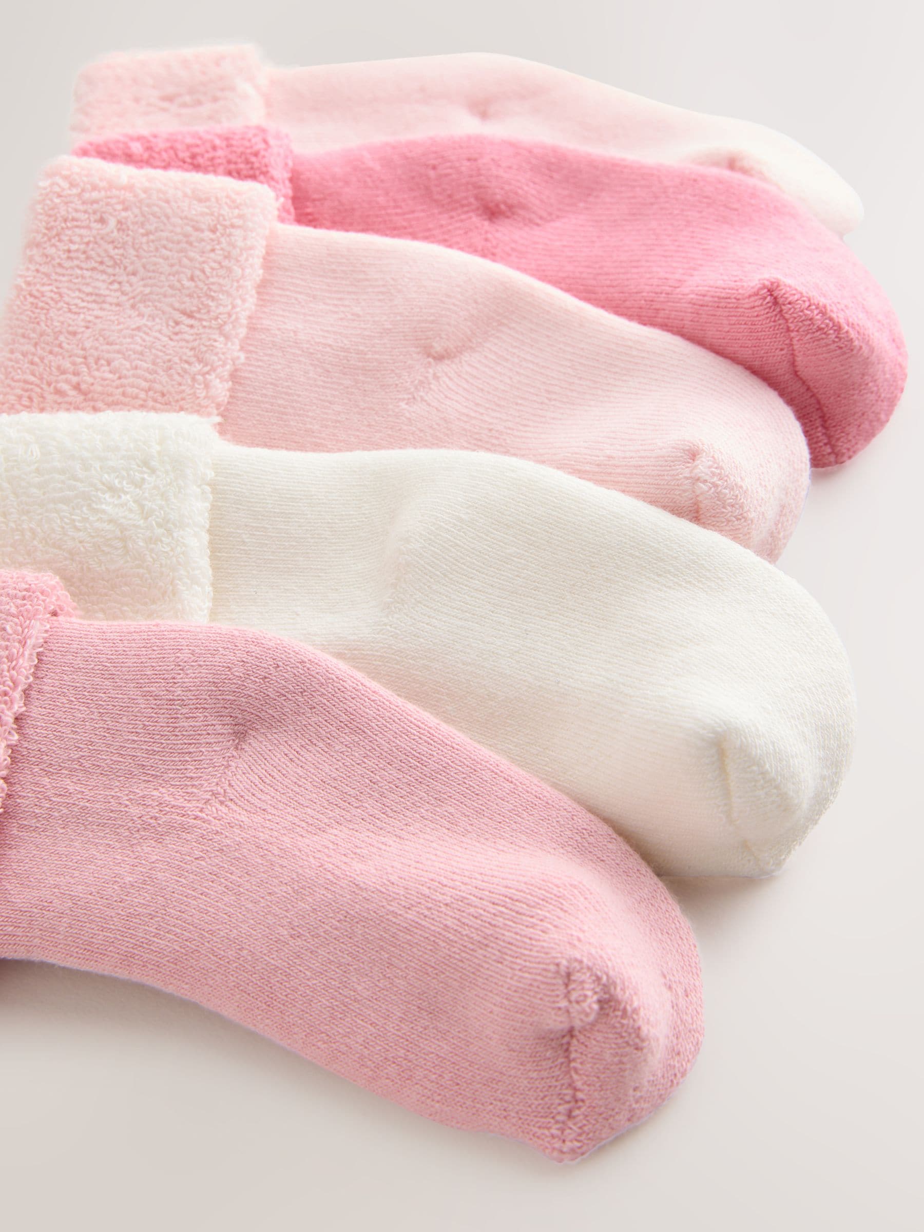Roze - Set van 5 paar Baby Handdoeken Sokken (0mnd-2jr)