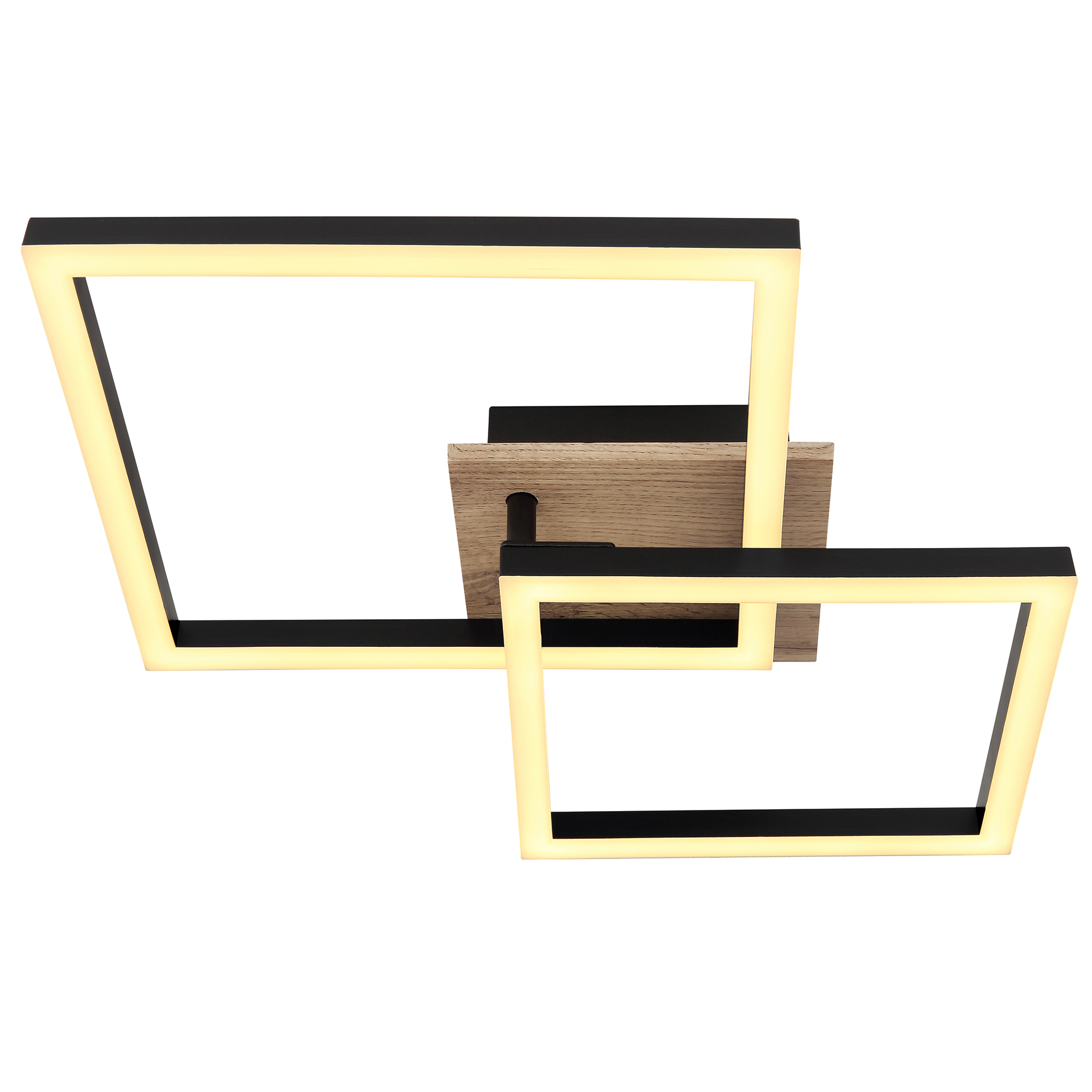 LED-Deckenleuchte - schwarz-Holzoptik-opal - 18 Watt