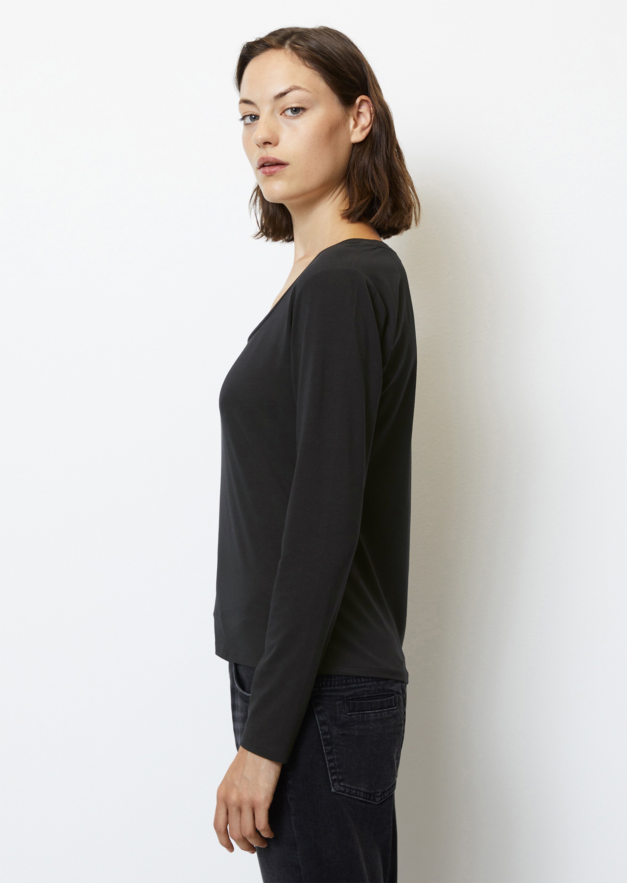 Longsleeve mit eckigem Ausschnitt regular aus OCS Blended TENCEL™ Lyocell