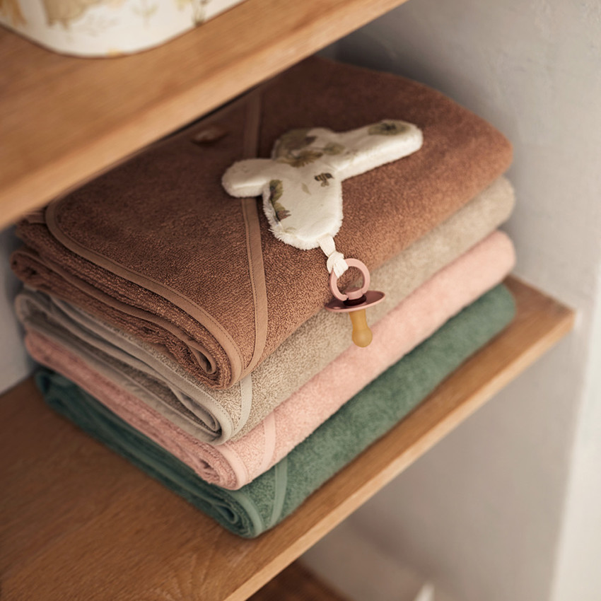 Cape de bain éponge 75 x 75 cm Soft Waves nougat
