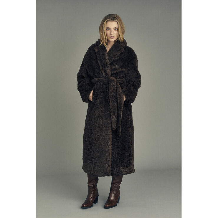 A-VIEW Teddy Long Coat Brown