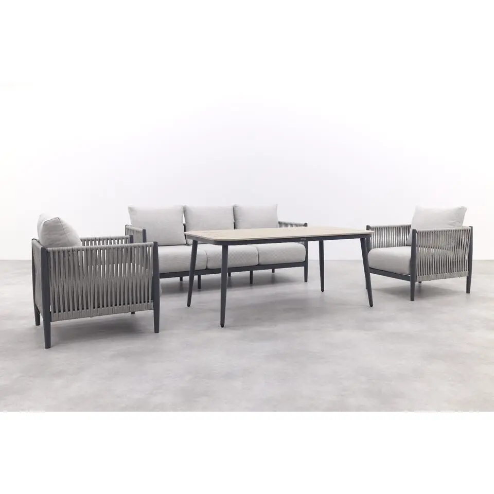 GI Diamo stoel/bank lounge-diningset (4-delig) - Carbon Black/Zand