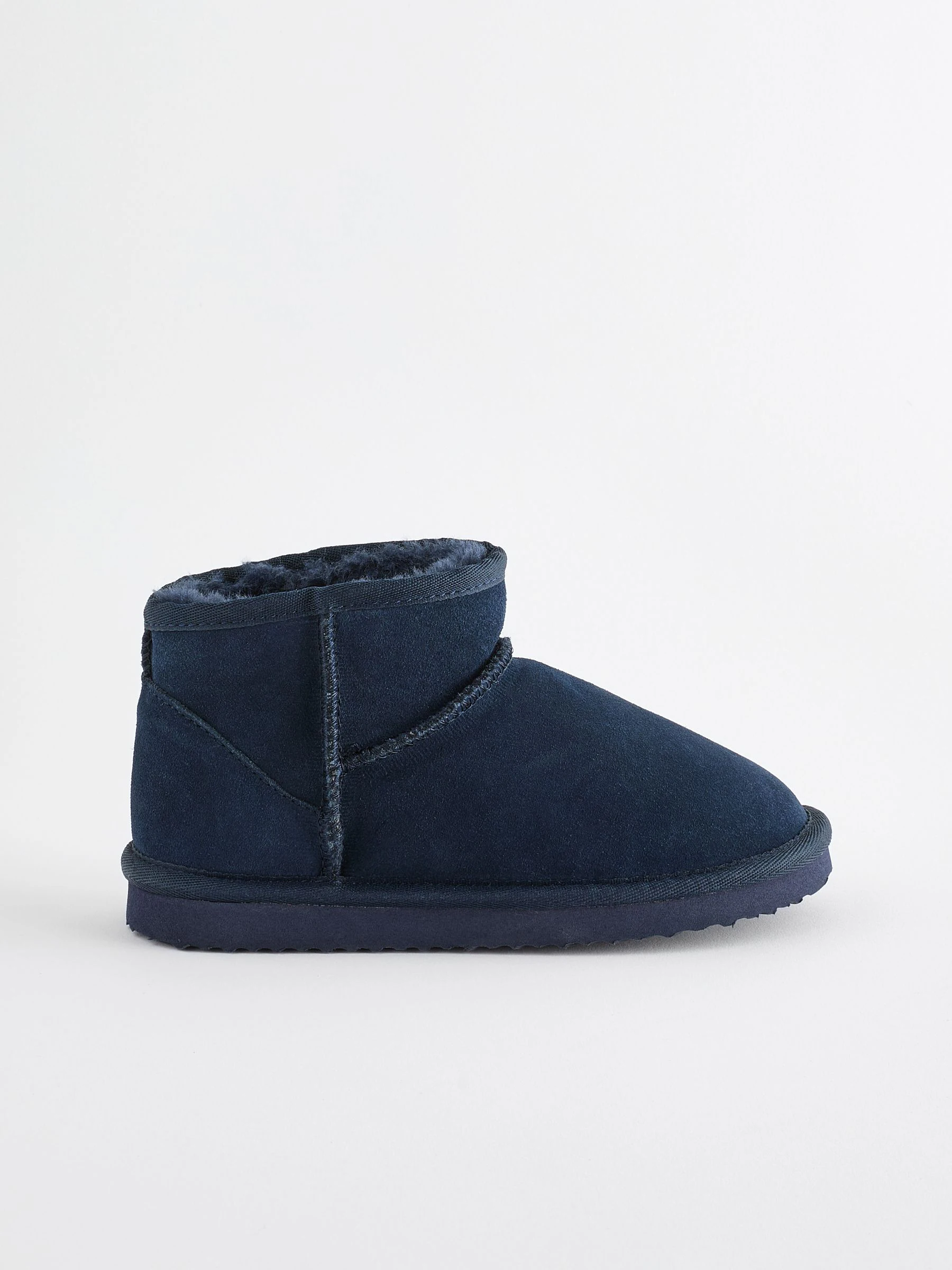 Donkerblauw - Suède enkellaarsjes met warme voering