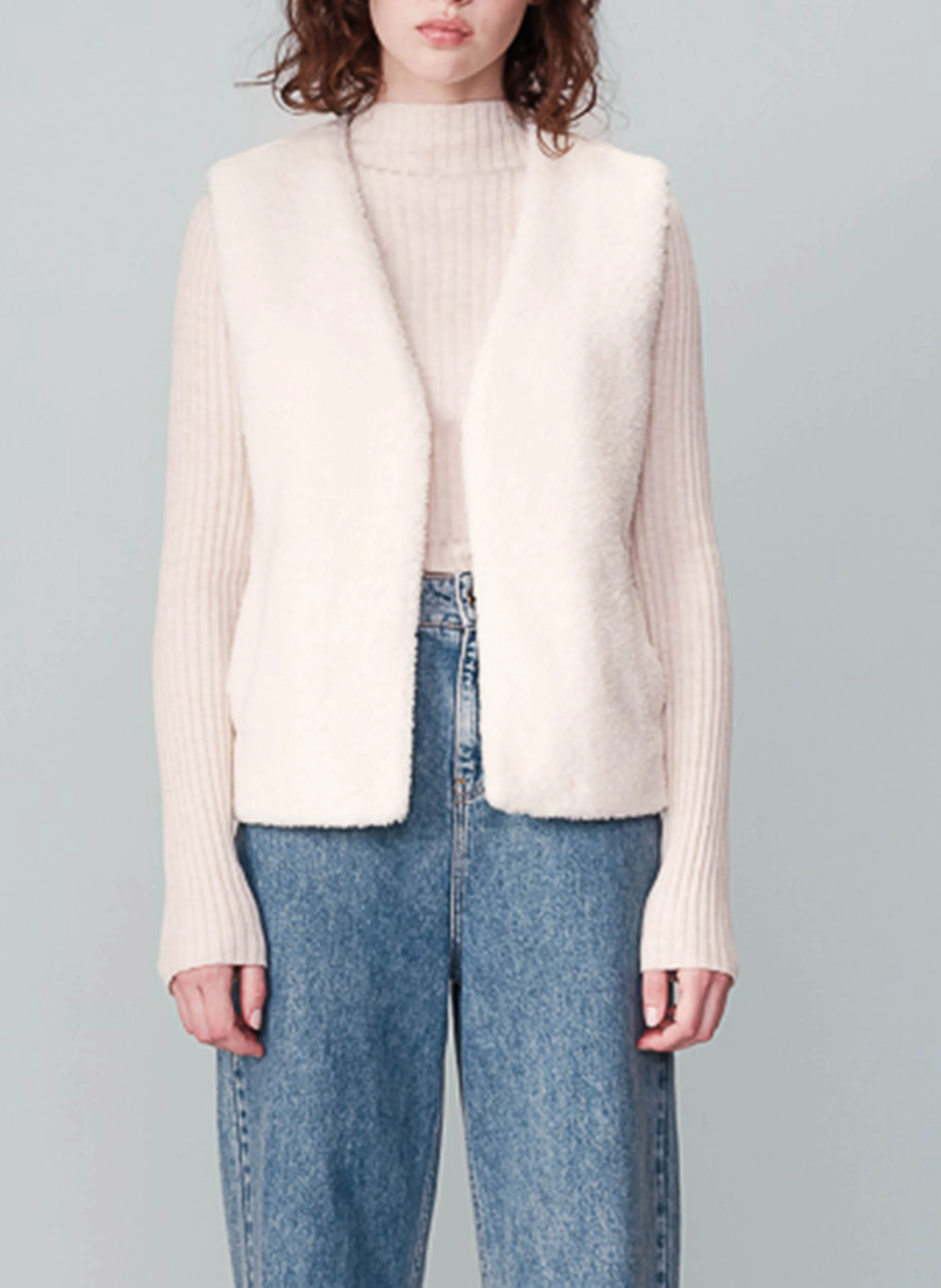 NIU - Veste courte sans manches effet shearling | Beige