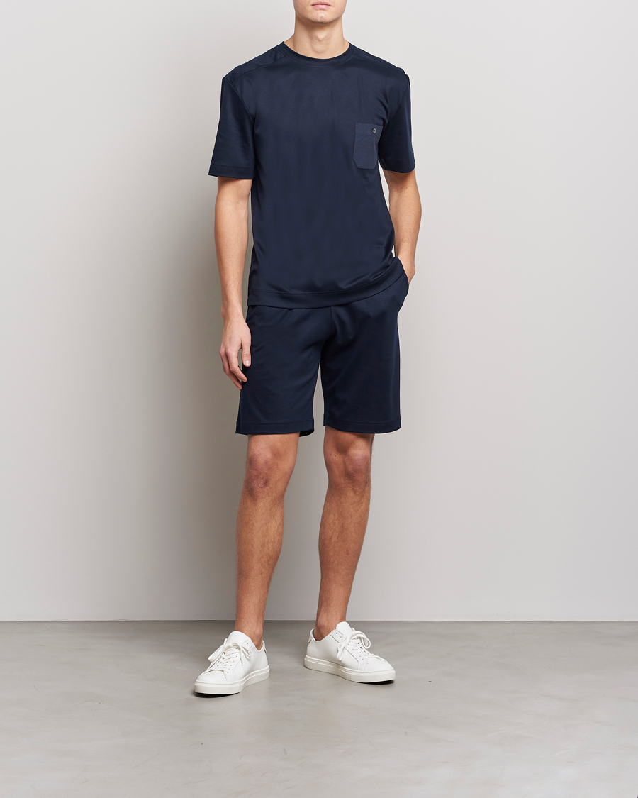Zimmerli of Switzerland Cotton/Modal Crew Neck Loungwear T-Shirt Midnight
