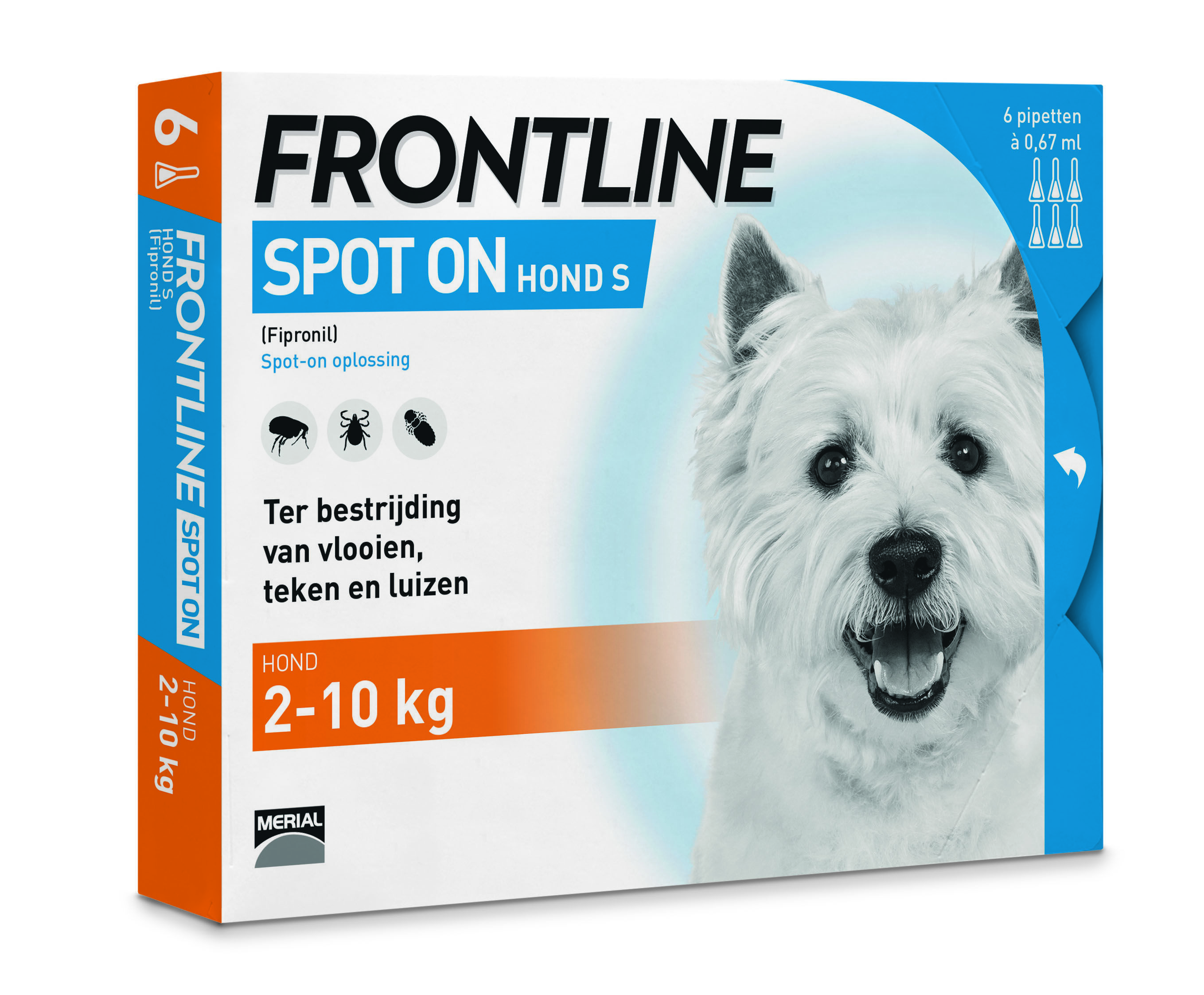 Frontline Spot On - Pipet - Anti vlooien en teken Hond - 6 pipetten - 6 Stuks - S