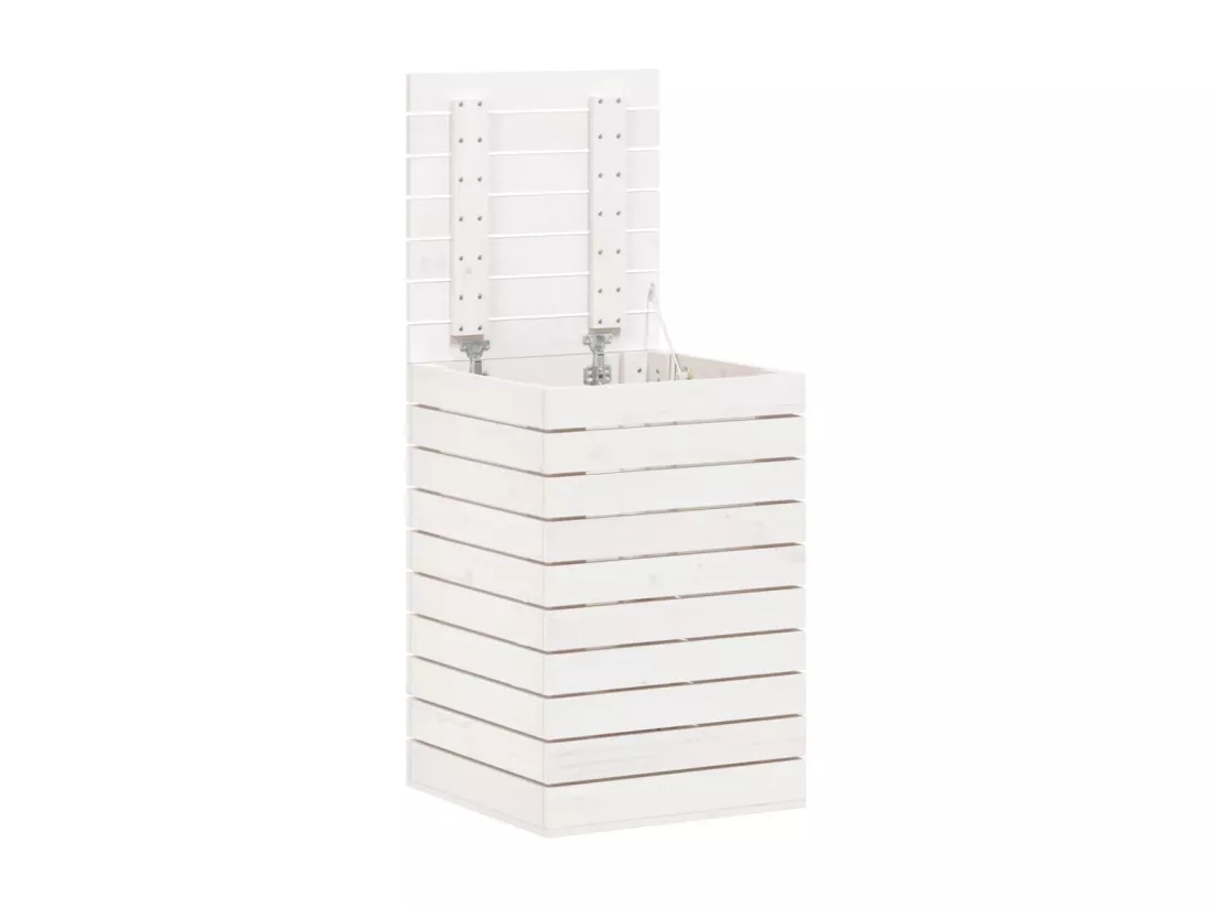 Panier à linge blanc 44x44x66 bois massif de pin