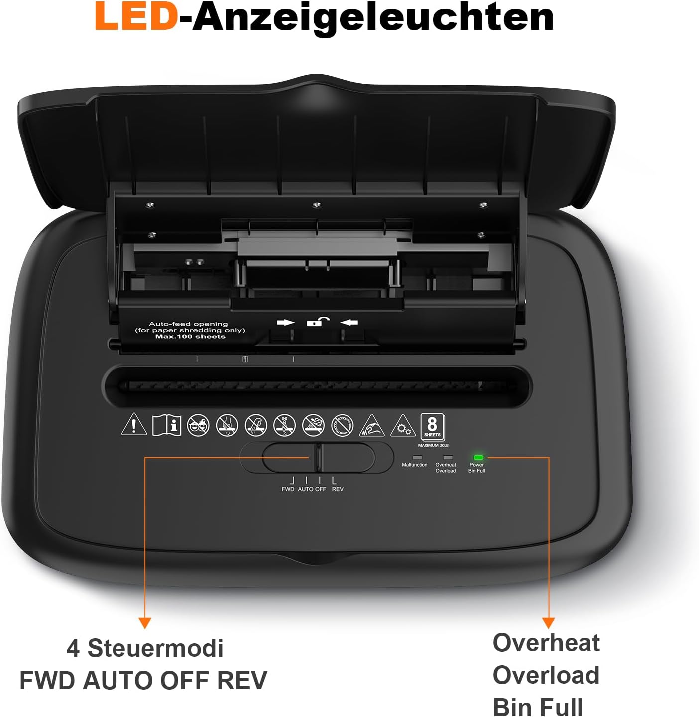 Bonsaii 100 Blatt Aktenvernichter mit Automatischer Zuführung, Mikroschnitt Schredder Aktenvernichter P4 mit Anti-Stau, Bis zu 30-Minuten-Dauerbetrieb, 16L-Behälter, für zu Hause und im Büro, C231-D