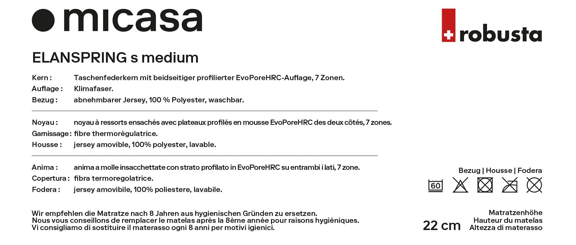 robusta ELANSPRING S medium Matratze - 220.0 cm x 100.0 cm