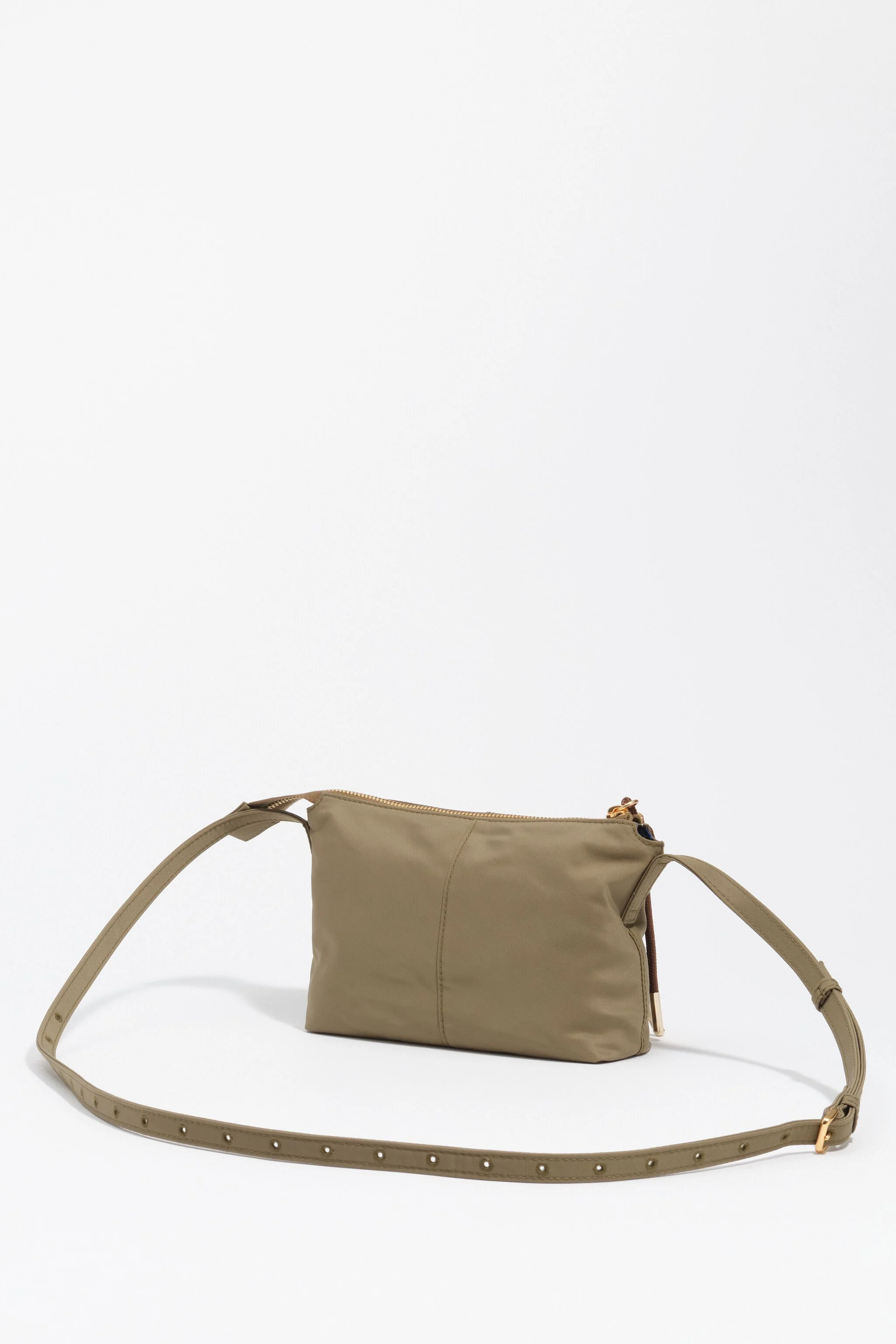 Bolsa transversal mini em nylon verde-oliva