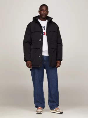 Parka com capuz, acolchoada e com vários bolsos