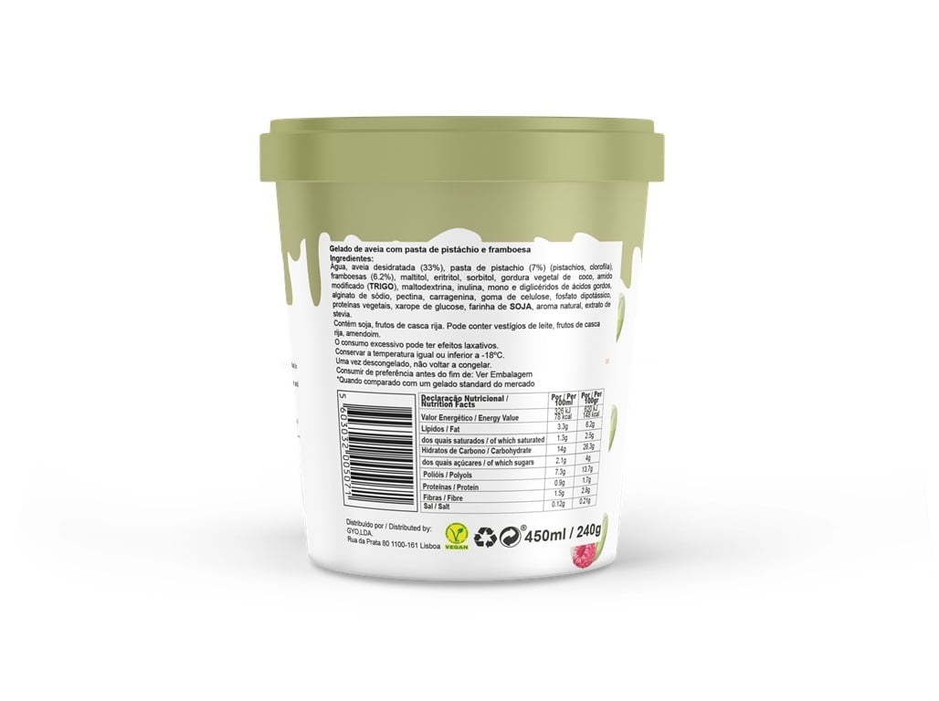 GELADO VEGAN SWEE FRAMBOESA PISTACIO 450 ML
