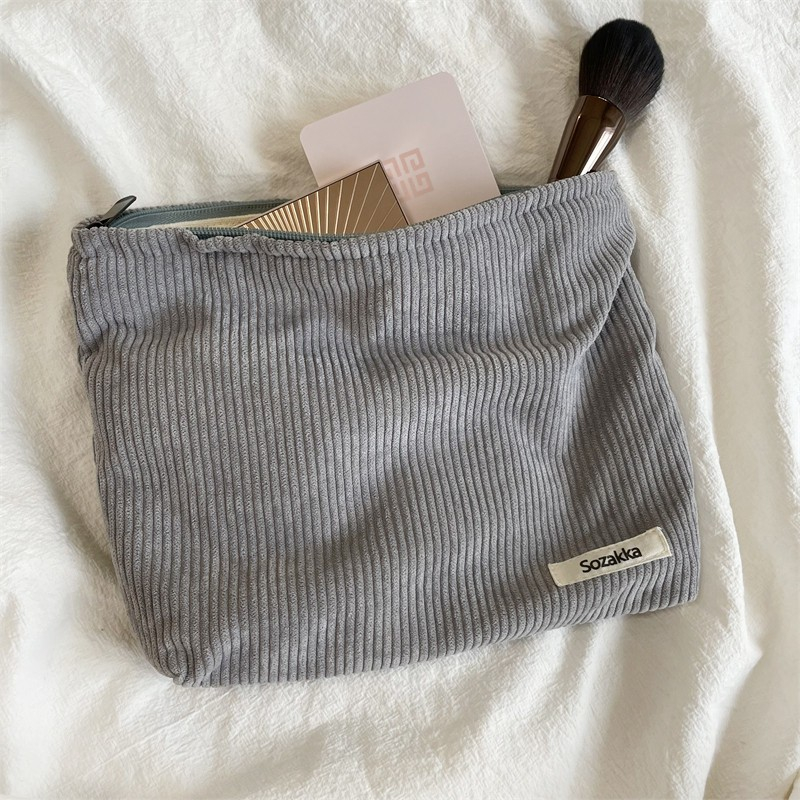 (26x22x5cm) Kosmetik Make Up Tasche Necessaire Organizer Bag Riffel Design - Grau