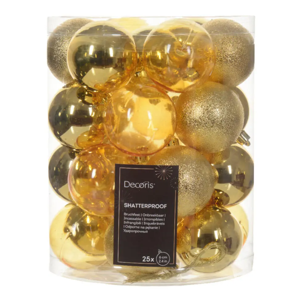 Decoris kunststof kerstballen - 25x stuks - 8 cm -goud