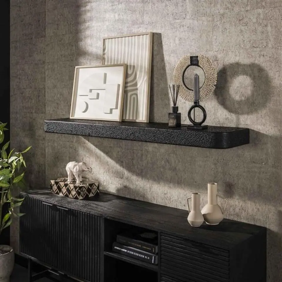 Wandplank Grijs Metaal - 150x29x8cm - Metallic