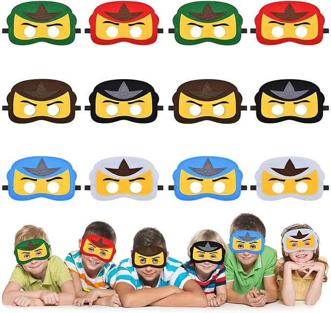 (6er Set) Filz Masken Kinder Kostüm Party Verkleidung Halbmasken Kinder Geburtstag Foto Requisite - Ninja