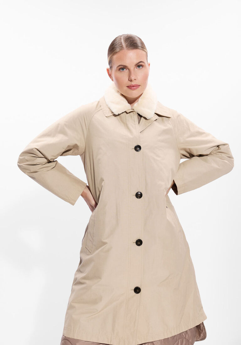 beige woolrich winterjassen all weather coat