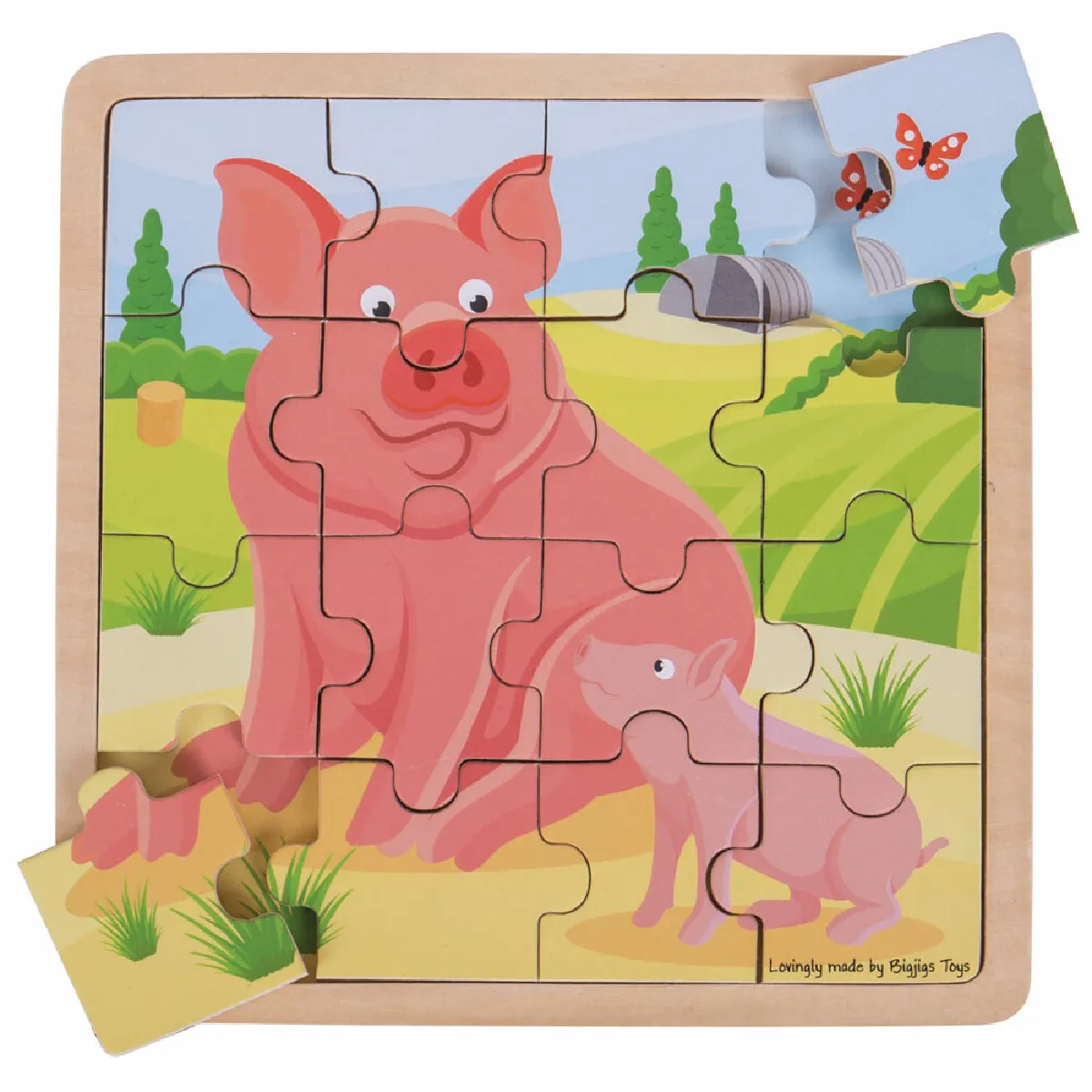 Bigjigs Toys Puzzle bois Cochon et Porcelet